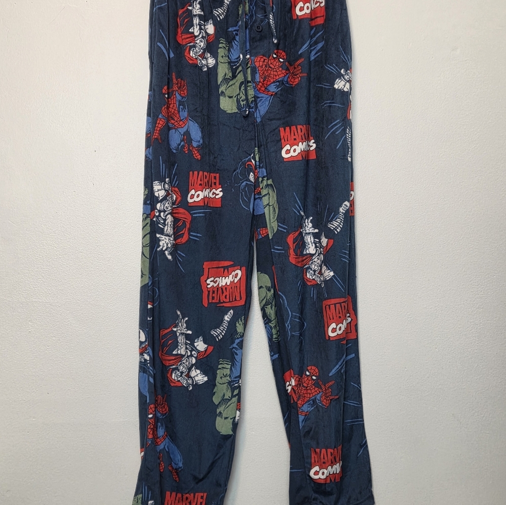 Mens Marvel Superheroes Characters Silky Pajama Pants Sz Large - Picture 3 of 6